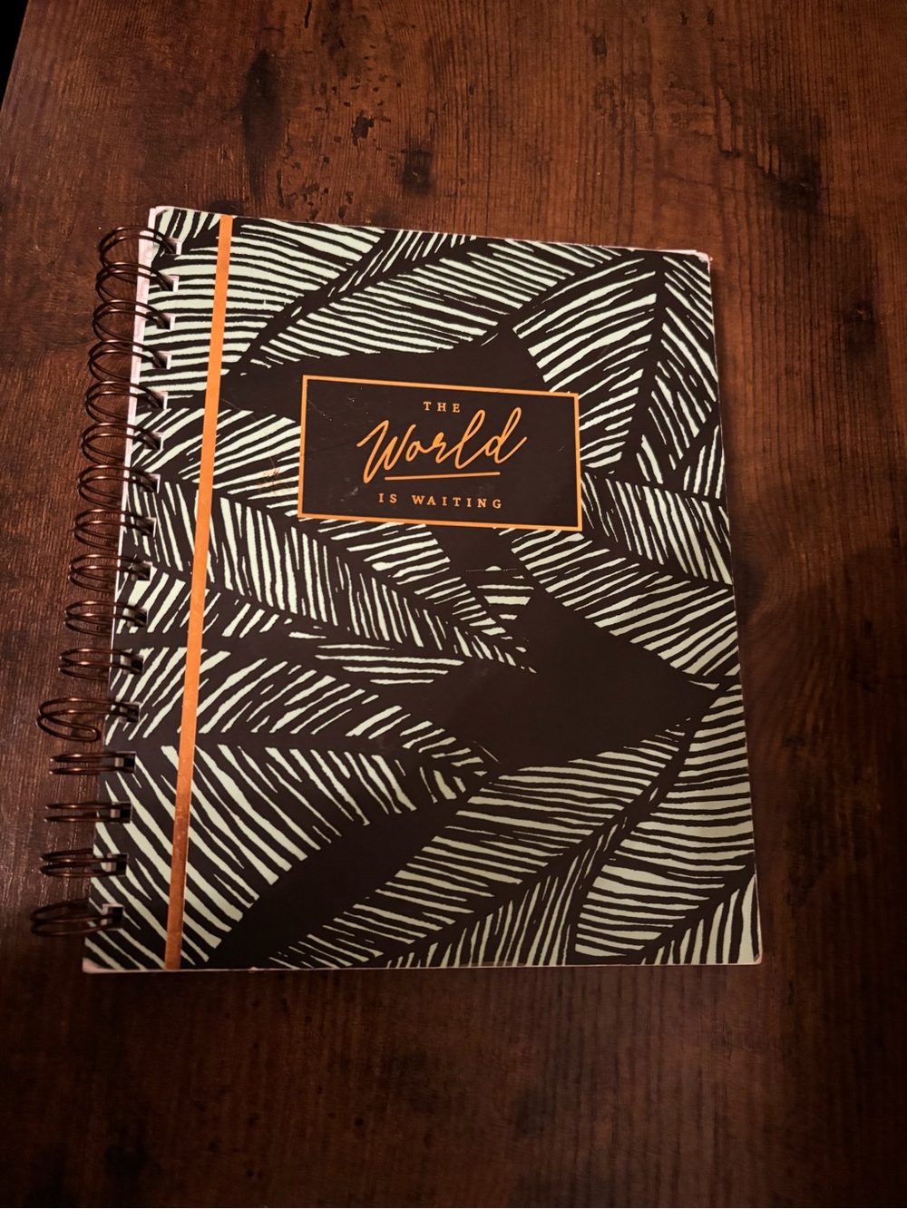 Spiral Notebook - Black and Cream Leaf Design